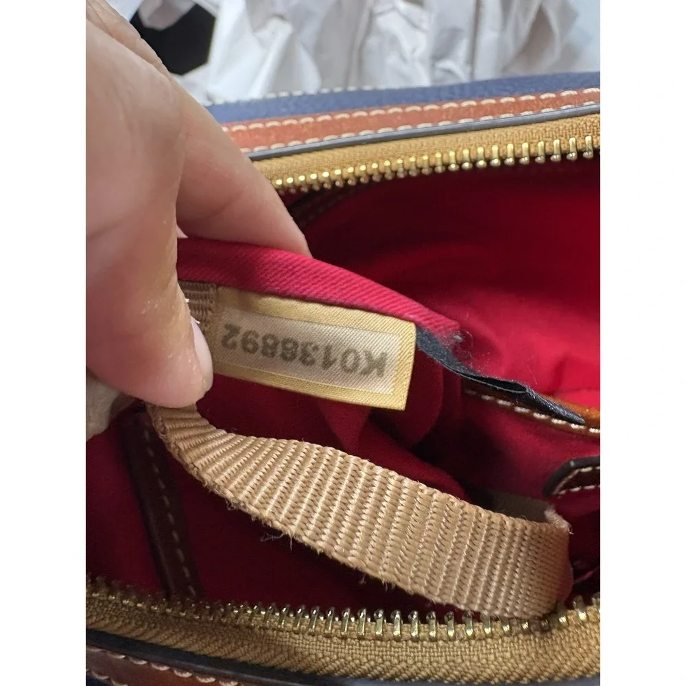 Dooney & Bourke Pebble Grain Hobo Navy/Brown Leather Trim Gold Tone Hardware